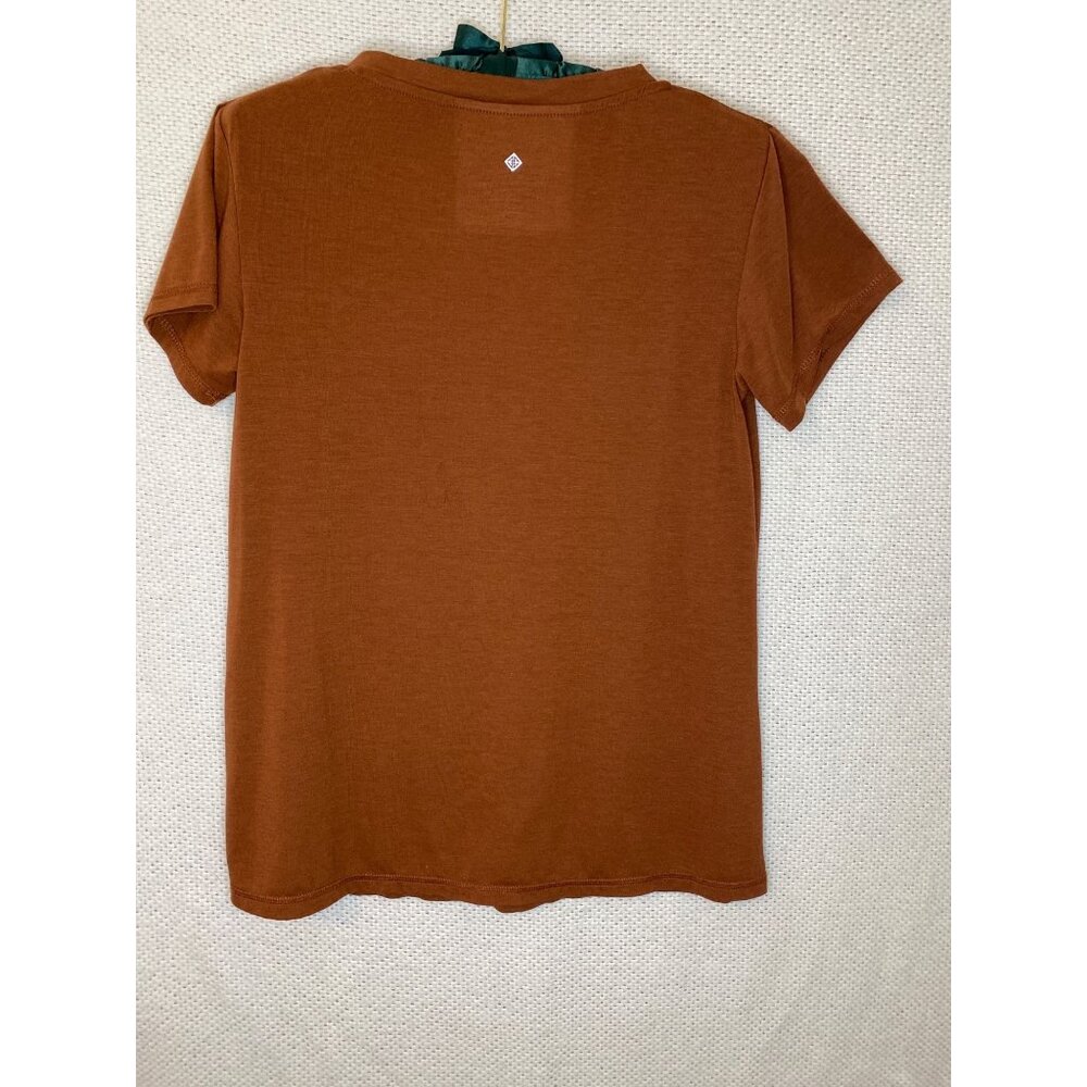 Antonio Melani Rust Stretch V-Neck Tee Women's Small Lyocell Blend - Picture 3 of 9
